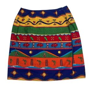 Vintage Alexander Campbell Southwestern Print Wrap Skirt 100% Cotton Size 6